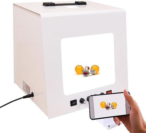 Portable Photo Studio Light Box with Dimmable Softbox & Automatic Turntable, 4 LED Lights + 5 Color Plates for Jewelry, Cosmetics & Crafts - Professional Shooting Tent TB30 in Saudi Arabia