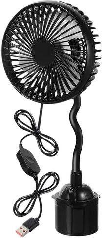 Car Cooling Fan USB Powered with Gooseneck, 3-Speed Powerful Low Noise Vehicle Fan for Front Seat, 360° Rotation Adjustable Portable Mounted in Cup Holder in Kuwait