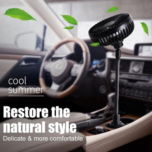 Car Cooling Fan USB Powered with Gooseneck, 3-Speed Powerful Low Noise Vehicle Fan for Front Seat, 360° Rotation Adjustable Portable Mounted in Cup Holder in Kuwait
