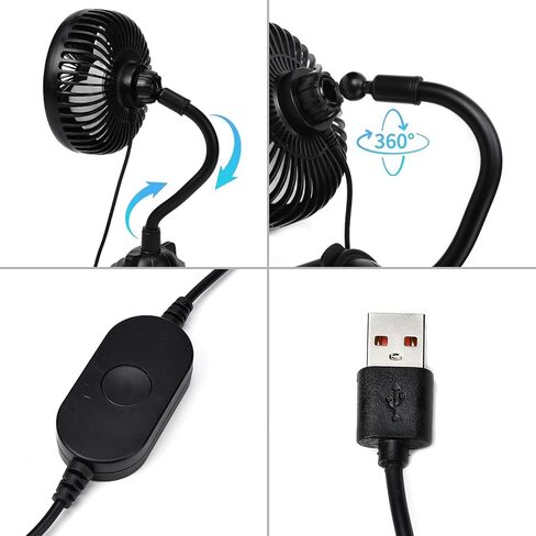 Car Cooling Fan USB Powered with Gooseneck, 3-Speed Powerful Low Noise Vehicle Fan for Front Seat, 360° Rotation Adjustable Portable Mounted in Cup Holder in Kuwait