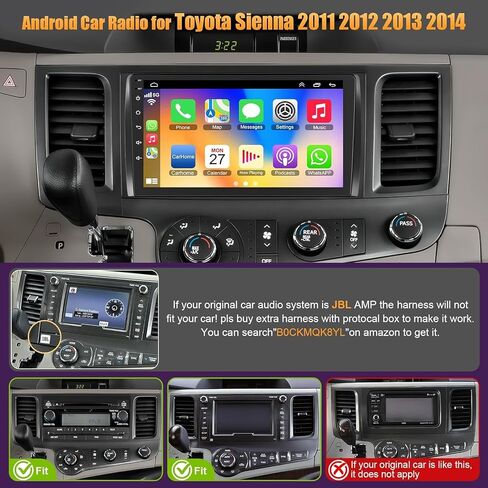 4G+64G Car Radio for Toyota Sienna 2011-2014, Wireless Carplay&Android Auto with Android 13 Support Bluetooth/Voice Control/GPS/WiFi/Back-up Camera/SWC/FM, 9 Inch IPS Touch Screen Radio for Sienna in Saudi Arabia