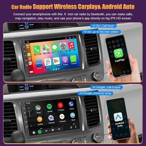 4G+64G Car Radio for Toyota Sienna 2011-2014, Wireless Carplay&Android Auto with Android 13 Support Bluetooth/Voice Control/GPS/WiFi/Back-up Camera/SWC/FM, 9 Inch IPS Touch Screen Radio for Sienna in Saudi Arabia