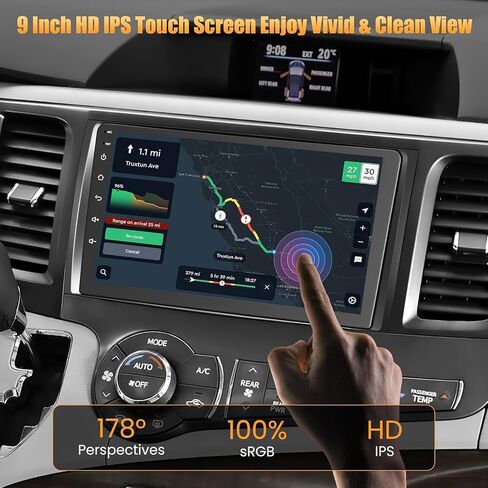 4G+64G Car Radio for Toyota Sienna 2011-2014, Wireless Carplay&Android Auto with Android 13 Support Bluetooth/Voice Control/GPS/WiFi/Back-up Camera/SWC/FM, 9 Inch IPS Touch Screen Radio for Sienna in Saudi Arabia