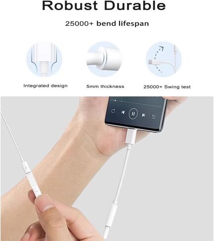 USB C to 3.5mm Headphone Jack Adapter for iPhone17/16/Pro/15/Pro iPad（2 Pack），Lossless HiFi Audio Converter with Microphone, Compatible with Samsung Galaxy S24/S23/S22/S21Ultra-Type C to Aux Adapter in Saudi Arabia