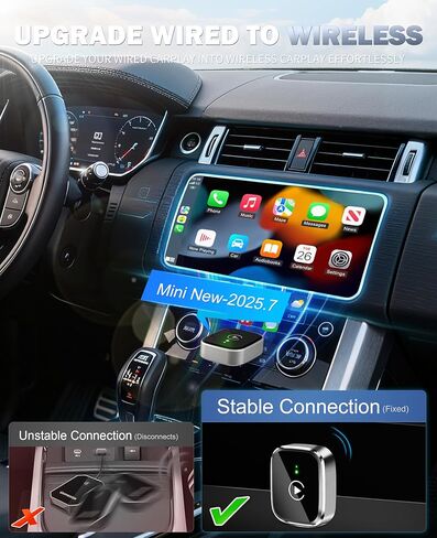 محول Carplay اللاسلكي المحسن لعام 2025، 2 في 1 Duel Carplay ومحول Android Auto اللاسلكي، توصيل تلقائي صغير الحجم صغير الحجم، بدون زمن الوصول، التوصيل والتشغيل، دونجل تشغيل السيارة لهواتف iPhone وAndroid USB A/C in Kuwait