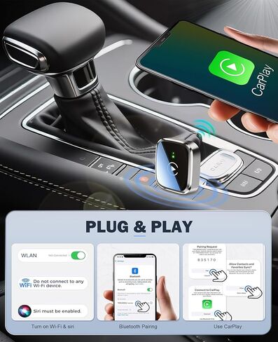 محول Carplay اللاسلكي المحسن لعام 2025، 2 في 1 Duel Carplay ومحول Android Auto اللاسلكي، توصيل تلقائي صغير الحجم صغير الحجم، بدون زمن الوصول، التوصيل والتشغيل، دونجل تشغيل السيارة لهواتف iPhone وAndroid USB A/C in Kuwait