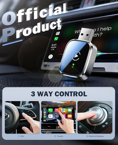 محول Carplay اللاسلكي المحسن لعام 2025، 2 في 1 Duel Carplay ومحول Android Auto اللاسلكي، توصيل تلقائي صغير الحجم صغير الحجم، بدون زمن الوصول، التوصيل والتشغيل، دونجل تشغيل السيارة لهواتف iPhone وAndroid USB A/C in Kuwait