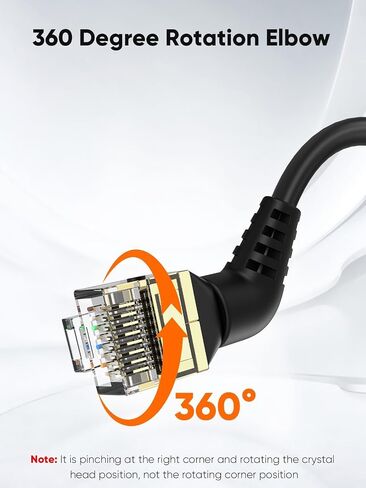 CAT8 Ethernet Cable, 360° Rotation CAT8 LAN Network Cable with RJ45 Shielded Connector, 40Gbps 2000Mhz Patch Cord High Speed for Gaming/Router/Modem/Satellite, 0.5m/1.64ft in Saudi Arabia
