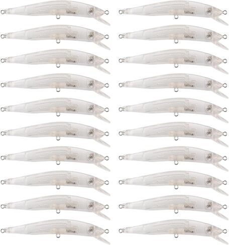 20pcs Blank Unpainted Minnow Crankbait, Blank Crankbaits Unpainted Minnow Fishing Lures Topwater for Bass Salmon Trout in Saudi Arabia