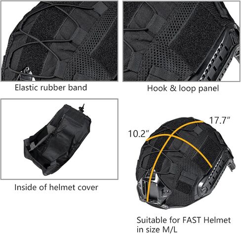 غطاء خوذة تكتيكية IDOGEAR للخوذة السريعة غطاء خوذة مموهة لخوذة Airsoft بحجم M/L، معدات الرماية للصيد بكرات الطلاء العسكرية - نايلون 500D - بدون خوذة in Kuwait