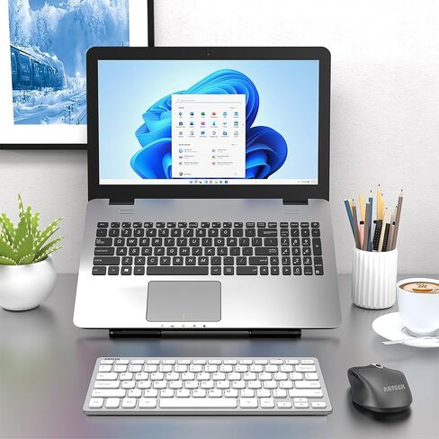 Arteck 2.4G Wireless Keyboard Ultra Slim and Compact Keyboard with Media Hotkeys for Computer Desktop PC Laptop Surface Smart TV and Windows 11/10/8/7, Black in Kuwait