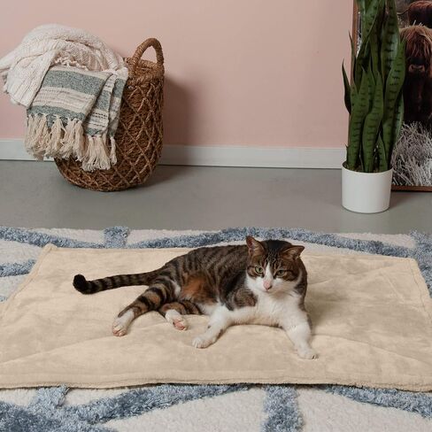 Furhaven ThermaNAP Self-Warming Cat Bed for Indoor Cats & Small Dogs, Washable & Reflects Body Heat - Quilted Faux Fur Reflective Bed Mat - Gray, Small in Kuwait