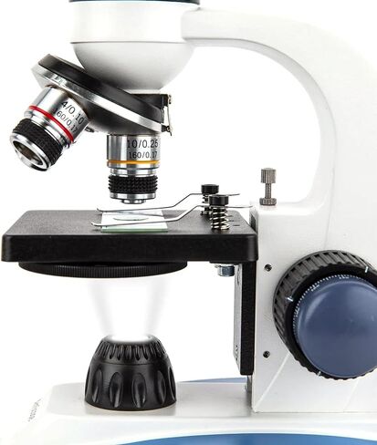 AmScope M158C-E Compound Monocular Microscope, WF10x and WF25x Eyepieces, 40x-1000x Magnification, Brightfield, LED Illumination, Plain Stage, 110V, Includes 0.3MP Camera and Software in Saudi Arabia