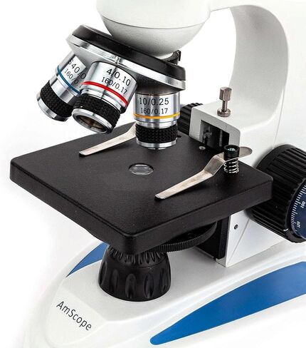 AmScope M158C-E Compound Monocular Microscope, WF10x and WF25x Eyepieces, 40x-1000x Magnification, Brightfield, LED Illumination, Plain Stage, 110V, Includes 0.3MP Camera and Software in Saudi Arabia