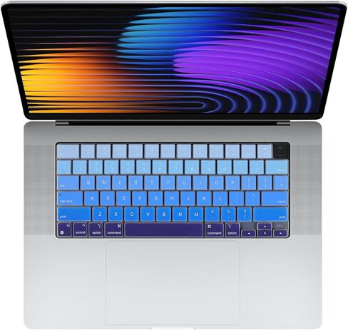 غطاء لوحة مفاتيح Allinside MacBook لجهاز Pro 14 بوصة/16 ​​بوصة (M2/M3/M4، 2021-2025) وAir 13 بوصة/15 بوصة (M1/M2/M3/M4 Pro/Max، 2022-2025)، غلاف حماية للوحة مفاتيح الكمبيوتر المحمول، تصميم US ANSI، أزرق in Kuwait