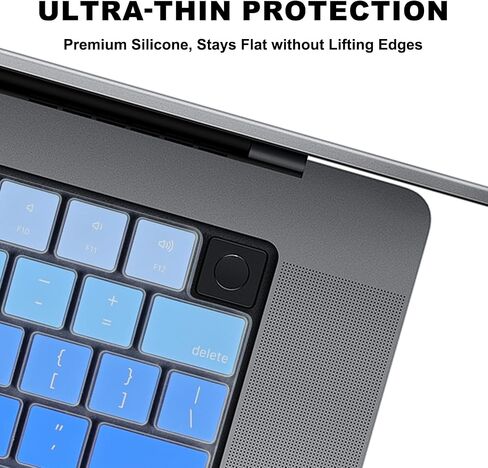 غطاء لوحة مفاتيح Allinside MacBook لجهاز Pro 14 بوصة/16 ​​بوصة (M2/M3/M4، 2021-2025) وAir 13 بوصة/15 بوصة (M1/M2/M3/M4 Pro/Max، 2022-2025)، غلاف حماية للوحة مفاتيح الكمبيوتر المحمول، تصميم US ANSI، أزرق in Kuwait