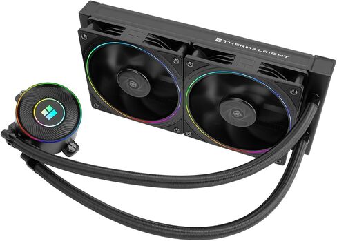 مبرد مياه Thermalright Mjolnir Vision 360 UB ARGB Black CPU Water Cooler، 3 مراوح PWM نظام تبريد المياه مع 2150PRM، لـ AM4/AM5 وIntel LGA1851/1700، شاشة LCD مغناطيسية قابلة للفصل بدقة 640 * 480 in Saudi Arabia