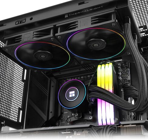 مبرد مياه Thermalright Mjolnir Vision 360 UB ARGB Black CPU Water Cooler، 3 مراوح PWM نظام تبريد المياه مع 2150PRM، لـ AM4/AM5 وIntel LGA1851/1700، شاشة LCD مغناطيسية قابلة للفصل بدقة 640 * 480 in Saudi Arabia