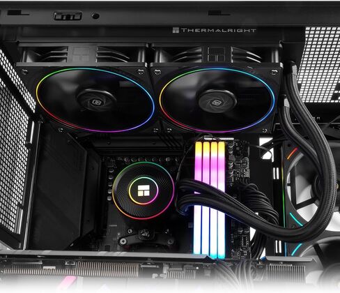 مبرد مياه Thermalright Mjolnir Vision 360 UB ARGB Black CPU Water Cooler، 3 مراوح PWM نظام تبريد المياه مع 2150PRM، لـ AM4/AM5 وIntel LGA1851/1700، شاشة LCD مغناطيسية قابلة للفصل بدقة 640 * 480 in Saudi Arabia