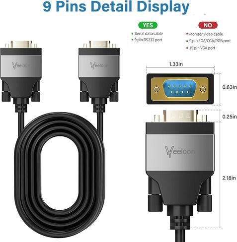 مباشرة من خلال كابل تسلسلي DB9 RS232 بطول 4 أقدام، كابل تمديد DB 9 دبوس من ذكر إلى أنثى، سلك محول DB9 من الألومنيوم لشاشة الكمبيوتر وجهاز التوجيه وأجهزة الواجهة التسلسلية. in Kuwait