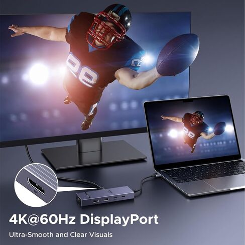 UGREEN Revodok Pro 7 في 1 USB-C Hub إلى DisplayPort 4K 60 هرتز، توصيل طاقة 100 واط 10 جيجابت في الثانية USB-A وUSB-C 3.2 لأجهزة MacBook Pro/Air، iPad Pro، Thinkpad، Rog Ally والمزيد. in Saudi Arabia