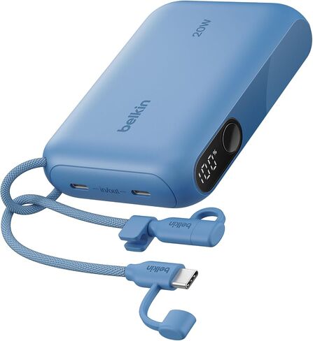 شاحن محمول بيلكين، بنك طاقة USB-C بقدرة 20,000 مللي أمبير في الساعة مع 2 منافذ USB-C ومنفذ 1x A، شاشة عرض رقمية للبطارية، شحن 20 وات لأجهزة iPhone 17 وAir وPro وSamsung Galaxy S25 وPixel 10 وiPad والمزيد - رمل in Saudi Arabia