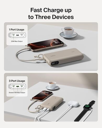 Belkin 10000mAh 20W Slim Power Bank, Digital Display, 2 USB C Ports in Saudi Arabia