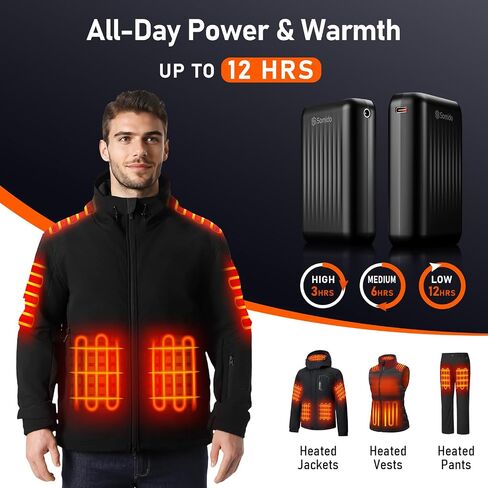 Heated Jacket Vest Battery Pack 18400mAh 12V Fast Charging PD3.0/2.0 Rechargeable Power Bank with Adapter Cable Compatible with DEWBU Wulcea Gotobi iHood Genovega Topdot in Saudi Arabia
