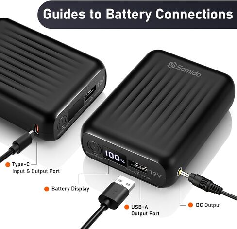 Heated Jacket Vest Battery Pack 18400mAh 12V Fast Charging PD3.0/2.0 Rechargeable Power Bank with Adapter Cable Compatible with DEWBU Wulcea Gotobi iHood Genovega Topdot in Saudi Arabia
