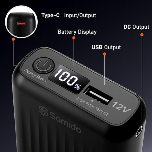 Heated Jacket Vest Battery Pack 18400mAh 12V Fast Charging PD3.0/2.0 Rechargeable Power Bank with Adapter Cable Compatible with DEWBU Wulcea Gotobi iHood Genovega Topdot in Saudi Arabia