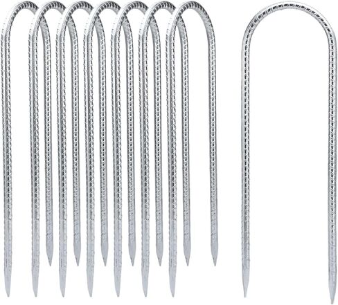 YANYUCB Ground Anchors,8 Pack Galvanised Threaded Steel Rebar Stakes,Trampoline Stakes,12 Inch Heavy Duty U Hook Ground Stakes for Fixing Tents,Swing Frames,Trampolines,Gardening in Saudi Arabia