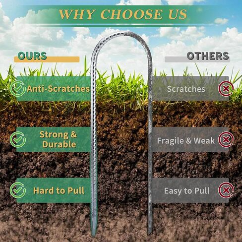 YANYUCB Ground Anchors,8 Pack Galvanised Threaded Steel Rebar Stakes,Trampoline Stakes,12 Inch Heavy Duty U Hook Ground Stakes for Fixing Tents,Swing Frames,Trampolines,Gardening in Saudi Arabia