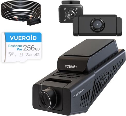 [حزمة] Vueroid S1 4K Infinite Dash Cam 3CH + بطاقة SD سعة 256 جيجابايت + كابل OBD | كاميرا داش 4K، 2.5K، FHD للسيارات، مستشعر STARVIS2، رؤية ليلية، وضع ركن السيارة 24 ساعة، فيديو السيارة in Kuwait