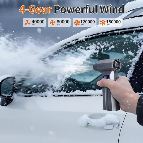 Compressed Air Duster, 180,000RPM Upgraded Electric Air Duster, 4-Gear Adjustable Mini Blower with Screen Display, Air Blower with LED Light, Dust Blower for Pc, Keyboard, Car, Home, Outdoors in Saudi Arabia
