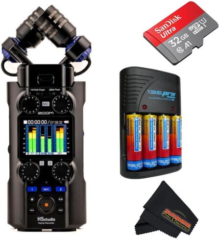 جهاز تسجيل Zoom H5studio مفيد ذو 4 مسارات مع تسجيل عائم 32 بت مع حزمة ملحقات صور Sunshine... (H5Studio - حزمة احترافية) in Saudi Arabia