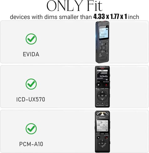 حافظة EVIDA لجهاز Sony ICD-UX570 لمسجل الصوت الرقمي PCM-A10، أسود in Saudi Arabia
