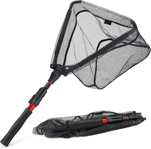 Sougayilang Fishing Net Fish Landing Net, Foldable Collapsible Telescopic Pole with EVA Handle, Durable Nylon Material Mesh, Safe Fish Catching or Releasing in Saudi Arabia