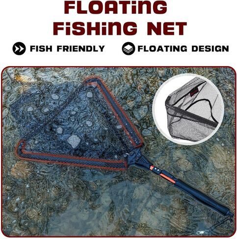Sougayilang Fishing Net Fish Landing Net, Foldable Collapsible Telescopic Pole with EVA Handle, Durable Nylon Material Mesh, Safe Fish Catching or Releasing in Saudi Arabia