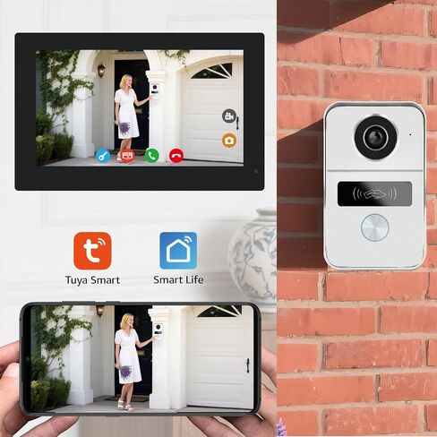 2 Wired Video Intercom System, 7 Inches Video Doorbell Camera with Monitor, Wired Video Door Phone HD Camera Kits Support tuya, Two Way Talk, Video Recording, Remote Unlock for Smart Home in Saudi Arabia