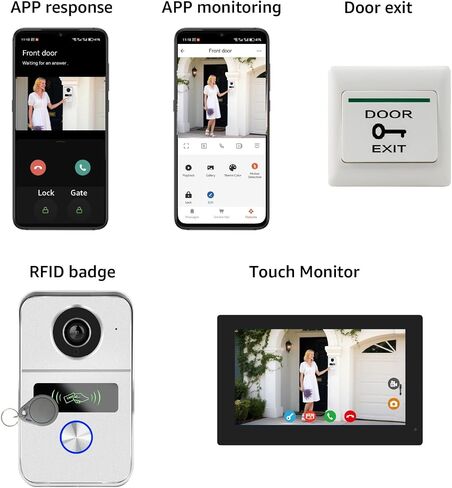 2 Wired Video Intercom System, 7 Inches Video Doorbell Camera with Monitor, Wired Video Door Phone HD Camera Kits Support tuya, Two Way Talk, Video Recording, Remote Unlock for Smart Home in Saudi Arabia