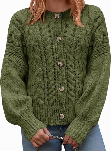Yousify Womens Open Front Cardigan Sweaters Casual Cable Knit Long Sleeve Button Down Chunky Loose Fall Sweater in Saudi Arabia