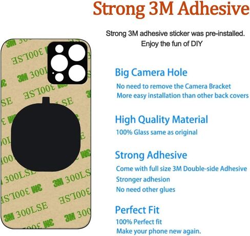 1Pcs/Lot Battery Cover Glass for iPhone 13 Pro Max Back Housing Replacement for iPhone 13PM 2IN1 Big Hole Back Glass Rear Door Case with Pre-Installed Adhesive (Blue) in Saudi Arabia