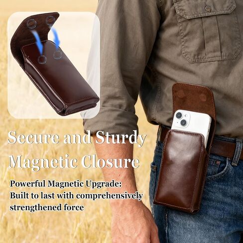 Leather Phone Holster - Genuine Full-Grain Buffalo Leather Cell Phone Holsters - for iPhone 16, 15, 14, 13pro, Galaxy S24, S23, S22-7.3" X 3.8" (Coffe, Large) in Saudi Arabia