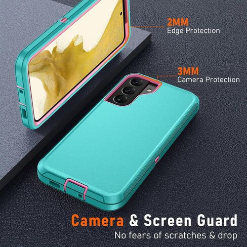 for Samsung Galaxy S22 Ultra Case with Belt Clip Holster + 2Pcs HD Screen Protector,16FT Military Grade【3 in 1 Phone Case+ Belt Clip Holster】 Heavy Duty/Full Body/Shockproof Rugged-Black in Saudi Arabia