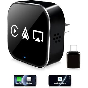 محول CarPlay لاسلكي صغير 3 في 1 (ترقية 2026) - Carplay سلكي مدمج Android Auto Airplay، التوصيل والتشغيل، إعادة الاتصال التلقائي السريع، BT 5.0، USB/Type-C، iOS10+&Android 11+، 5G WiFi (أسود) in Kuwait
