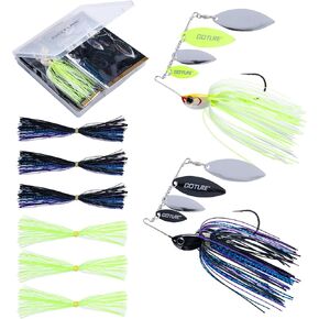 Goture Spinner Baits، مجموعة Spinnerbaits المعدنية الصلبة مع 4 شفرات دوارة، استبدال التنانير الاحتياطية، Buzzbait Spinnerbaits الصيد السحر لباس سمك السلمون المرقط بايك سمك السلمون Walleye المياه العذبة المالحة in Kuwait