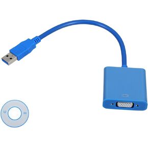 كابل محول USB إلى VGA، محول عرض فيديو خارجي أزرق لإعداد الشاشة المزدوجة، يدعم الكمبيوتر الشخصي، لا حاجة إلى طاقة خارجية، متوافق مع USB والمنافذ in Kuwait