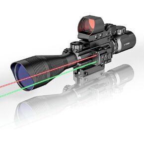 مجموعة نطاق بندقية 4-12/16x50EG مزدوجة مضيئة باللون الأحمر/الأخضر مع ليزر أخضر/أحمر 4 نماذج شبكاني ثلاثي الأبعاد بنقطة حمراء لتركيب السكك الحديدية in Kuwait
