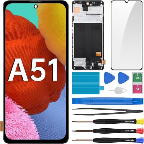 بديل شاشة Samsung Galaxy A51 مع إطار شاشة LCD تعمل باللمس محول رقمي تجميع كامل زجاج إصلاح مع مجموعة أدوات إصلاح SM-A515F (A515F A515FN/DS A515U) in Saudi Arabia