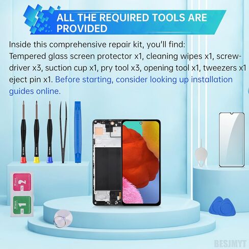بديل شاشة Samsung Galaxy A51 مع إطار شاشة LCD تعمل باللمس محول رقمي تجميع كامل زجاج إصلاح مع مجموعة أدوات إصلاح SM-A515F (A515F A515FN/DS A515U) in Saudi Arabia
